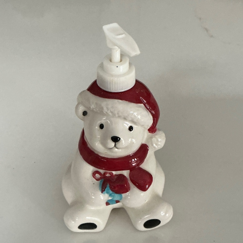Festive Bear Soap Dispenser - Red and White